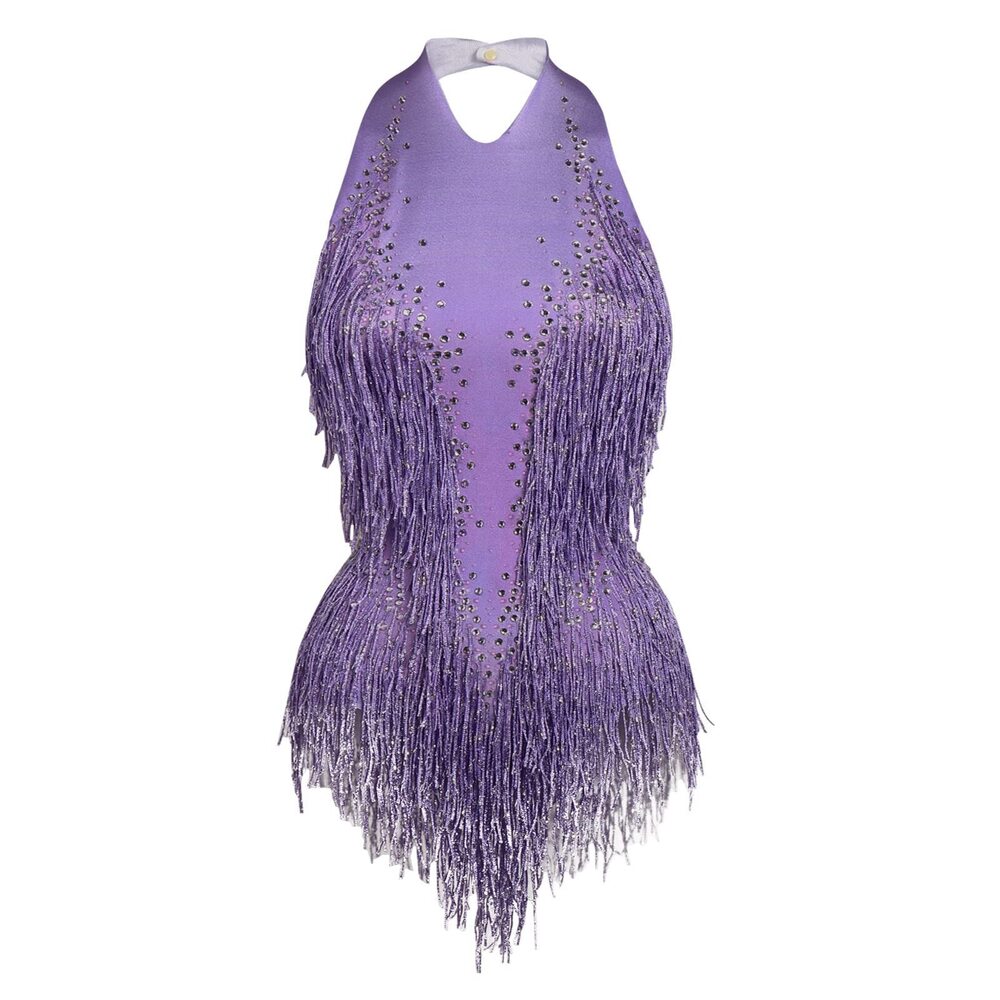 6062 Sparkly Diamante Fringe Bodysuit Sexy Dancer Show Leotard Celebrate